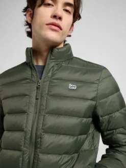 Lee Kurtka przejściowa Stand Collar Puffer Zielony Regular Fit
