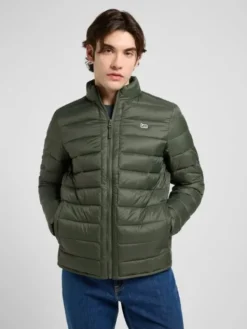 Lee Kurtka przejściowa Stand Collar Puffer Zielony Regular Fit
