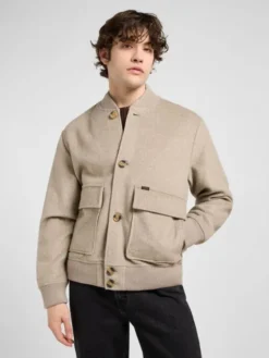 Lee Kurtka przejściowa WOOL BOMBER JACKET Szary Regular Fit