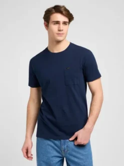 Lee T-Shirt ULTIMATE POCKET TEE Niebieski Slim Fit