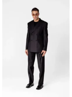 LE POSSÉ Spodnie garniturowe MJWT Czarny Regular Fit