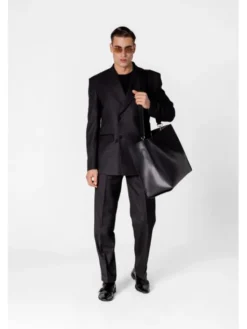LE POSSÉ Spodnie garniturowe MJWT Czarny Regular Fit