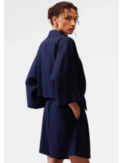 LE POSSÉ Szorty materiałowe B Granatowy Loose Fit