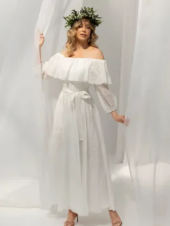 LIDIA KALITA Sukienka koktajlowa Belle Biały Flare Fit