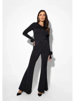 LilaLou Bluzka Amber Czarny Slim Fit