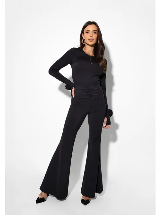 LilaLou Bluzka Amber Czarny Slim Fit