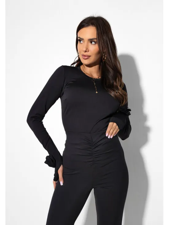 LilaLou Bluzka Amber Czarny Slim Fit