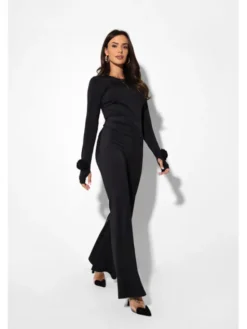 LilaLou Bluzka Amber Czarny Slim Fit