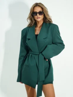 LilaLou Marynarka About You Zielony Oversize