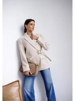 LilaLou Marynarka Whisper Beżowy Regular Fit