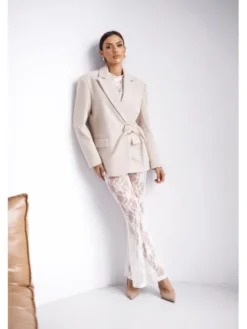 LilaLou Marynarka Whisper Beżowy Regular Fit