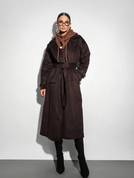 LilaLou Płaszcz przejściowy City Brązowy Oversize