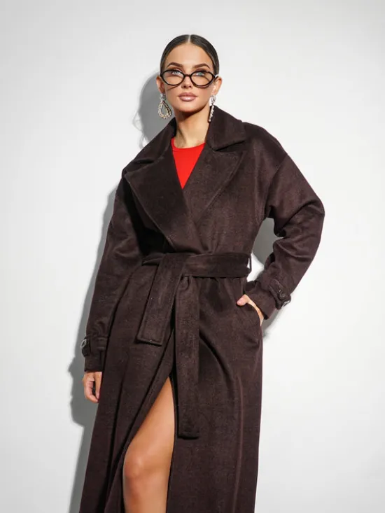 LilaLou Płaszcz przejściowy City Brązowy Oversize