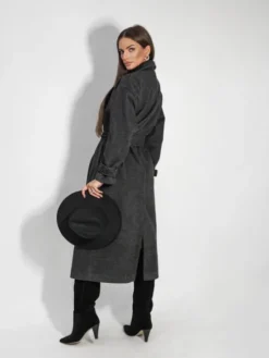 LilaLou Płaszcz przejściowy City Czarny Oversize