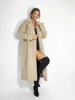 LilaLou Płaszcz przejściowy City Beżowy Oversize