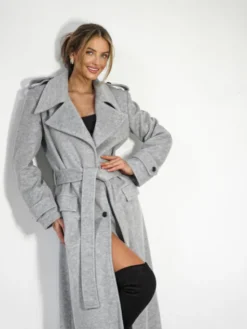 LilaLou Płaszcz przejściowy LeLong Szary Regular Fit