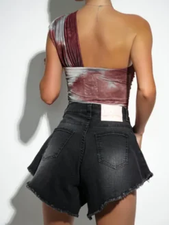LilaLou Szorty jeansowe Vera Czarny Regular Fit