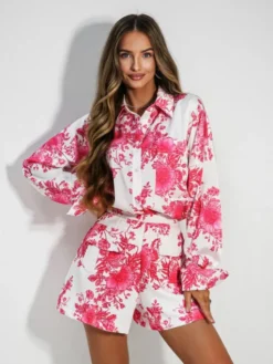 LilaLou Szorty materiałowe Pedro Różowy Regular Fit