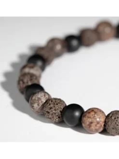 Lilou Bransoletka Stones z brązowymi kamieniami, męska Czarny