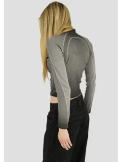 2005 Longsleeve Quarter-Zip Women Szary Slim Fit