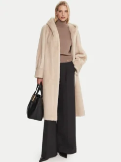 Luisa Spagnoli Futro Savelli 542439 Beżowy Loose Fit
