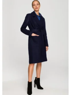 Made of Emotion Płaszcz przejściowy M708 Granatowy Casual Fit