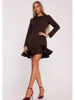 Made of Emotion Sukienka letnia M880 Brązowy Modern Fit