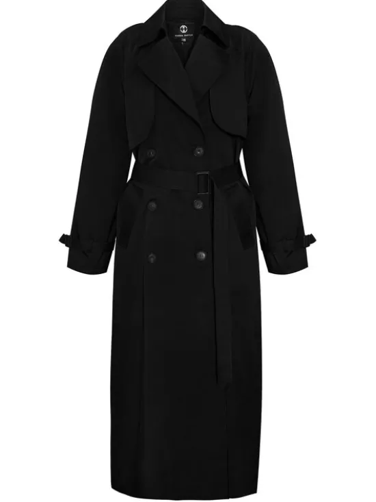 Magda Matyja Trencz KIM COAT BLACK Czarny Long Fit