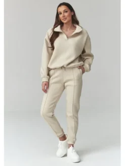 Makadamia Dres A13 Beżowy Loose Fit