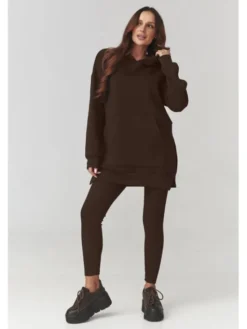 Makadamia Dres A12 Brązowy Regular Fit