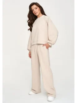 Makadamia Dres M951 Beżowy Loose Fit
