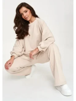 Makadamia Dres M951 Beżowy Loose Fit