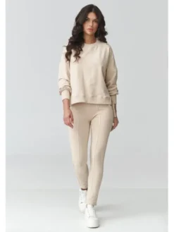 Makadamia Dres M917 Beżowy Loose Fit