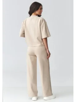 Makadamia Dres M921 Beżowy Loose Fit