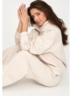 Makadamia Dres M946 Beżowy Loose Fit