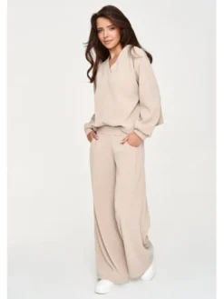 Makadamia Dres M952 Beżowy Loose Fit