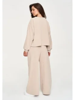 Makadamia Dres M952 Beżowy Loose Fit