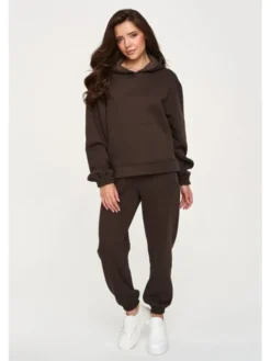 Makadamia Dres M948 Brązowy Loose Fit