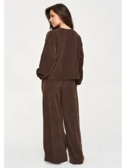 Makadamia Dres M952 Brązowy Loose Fit