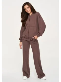 Makadamia Dres M949 Brązowy Loose Fit