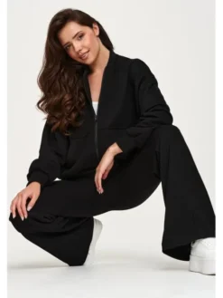 Makadamia Dres M949 Czarny Loose Fit