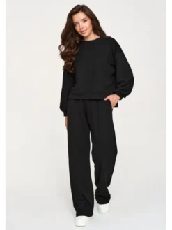 Makadamia Dres M951 Czarny Loose Fit