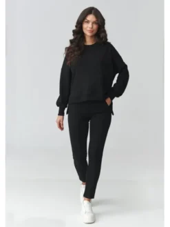 Makadamia Dres M917 Czarny Loose Fit