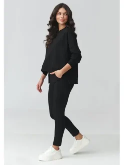 Makadamia Dres M917 Czarny Loose Fit