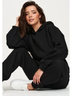Makadamia Dres M948 Czarny Loose Fit