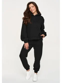 Makadamia Dres M948 Czarny Loose Fit