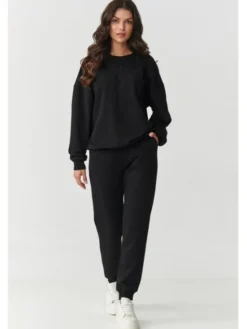 Makadamia Dres M889 Czarny Relaxed Fit