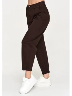 Makadamia Jeansy C31 Brązowy Baggy Fit