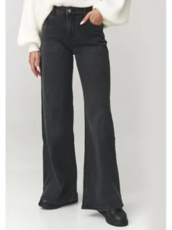 Makadamia Jeansy C26 Czarny Wide Leg