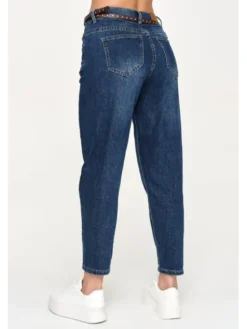 Makadamia Jeansy C72 Granatowy Baggy Fit